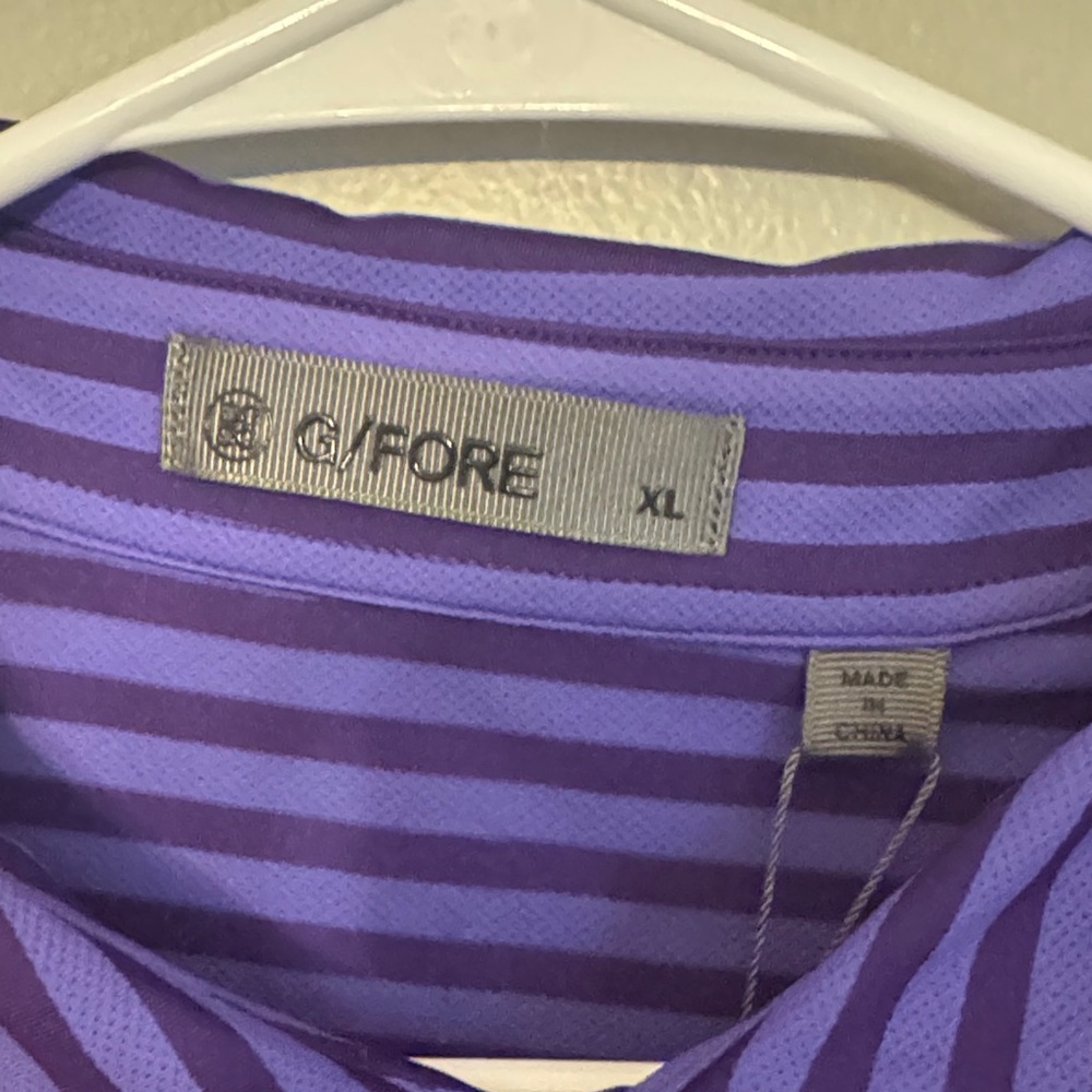 G/FORE Purple and Black Striped Polo